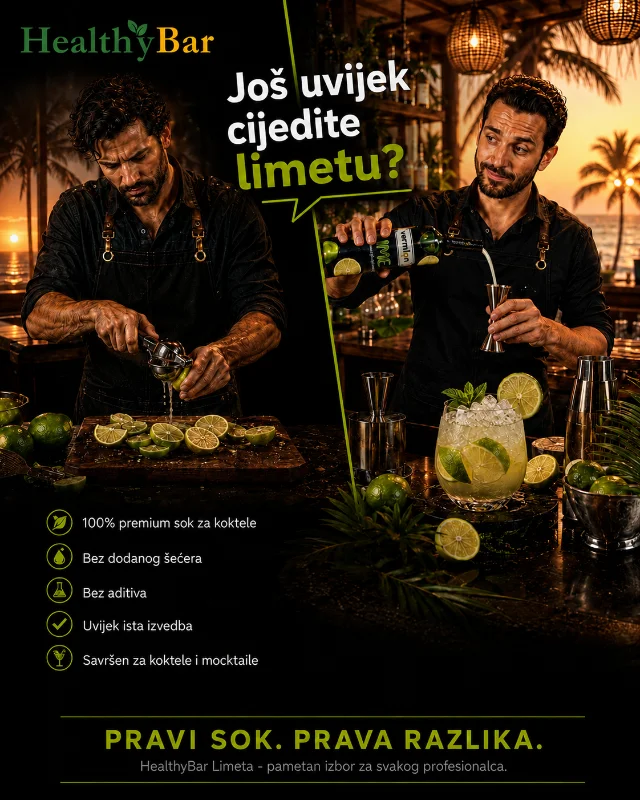 HealthyBar Limeta premium sok za koktele, mocktaile i profesionalne barove