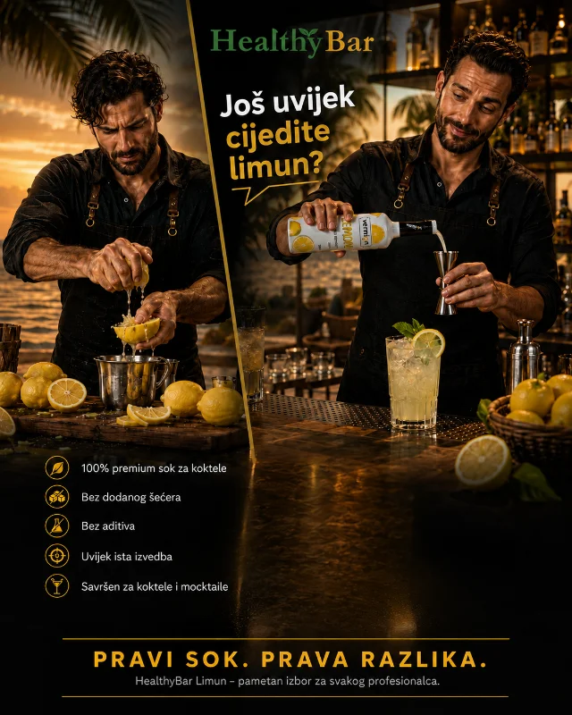 HealthyBar Limun premium sok za koktele, limunade, mocktaile i HoReCa barove
