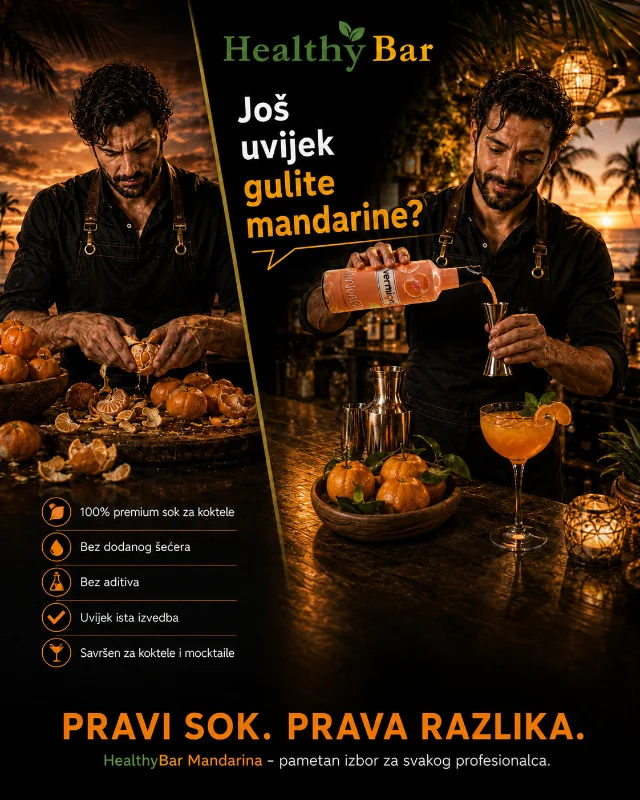 HealthyBar Mandarina premium sok za koktele, aperitive, spritzeve i moderne mocktaile
