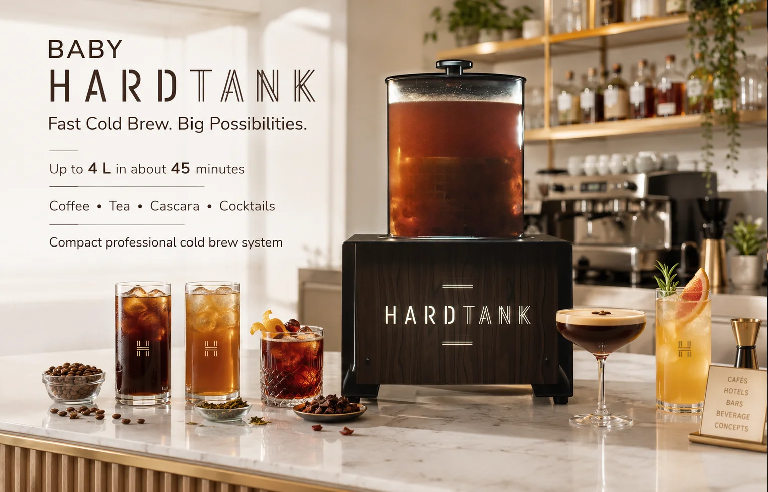 Baby Hardtank sustav za brzi cold brew za kavu, čaj, cascara napitke i cocktail baze
