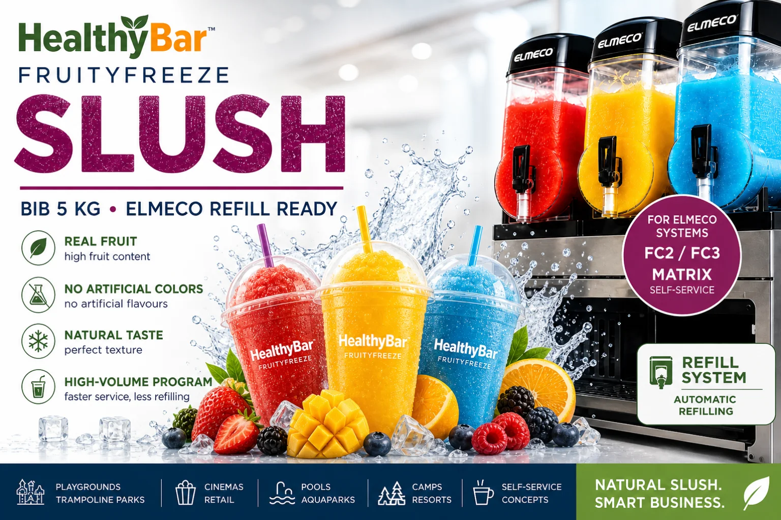 Elmeco First Class slush uređaj s HealthyBar FruityFreeze programom