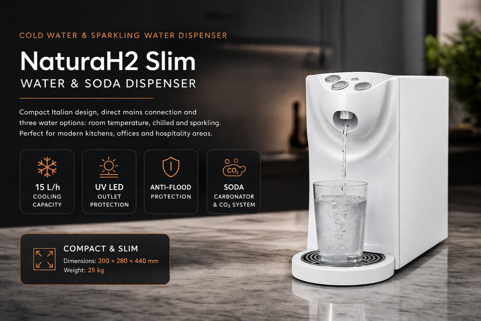 NaturaH2 Slim dispenzer hladne vode i sode