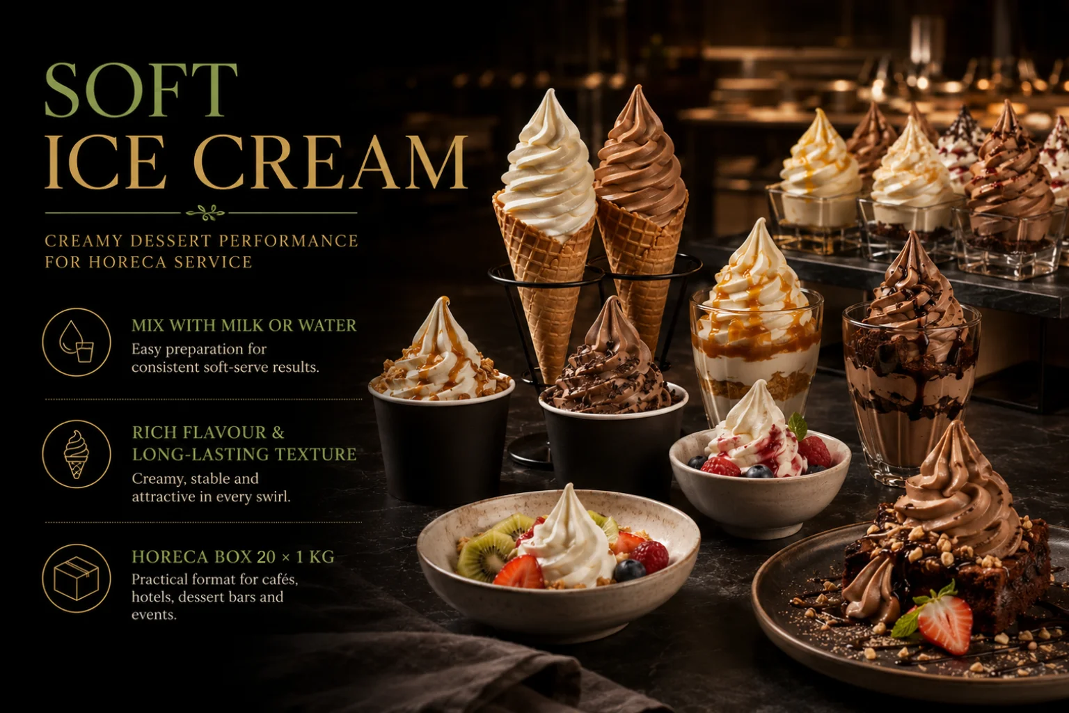 HealthyChef HealthyChef soft serve i sladoledne baze kutija 20 × 1 kg vrećica za premium kuhinjsku i desertnu upotrebu